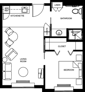 Floor Plan for One Bedroom Unit
